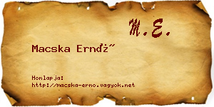 Macska Ernő névjegykártya